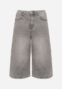 Born2be - Szare Szerokie Szorty Jeansowe Bermudy o Długości 3/4 Talisse. Okazja: na co dzień. Kolor: szary. Materiał: jeans. Sezon: lato, wiosna. Styl: casual