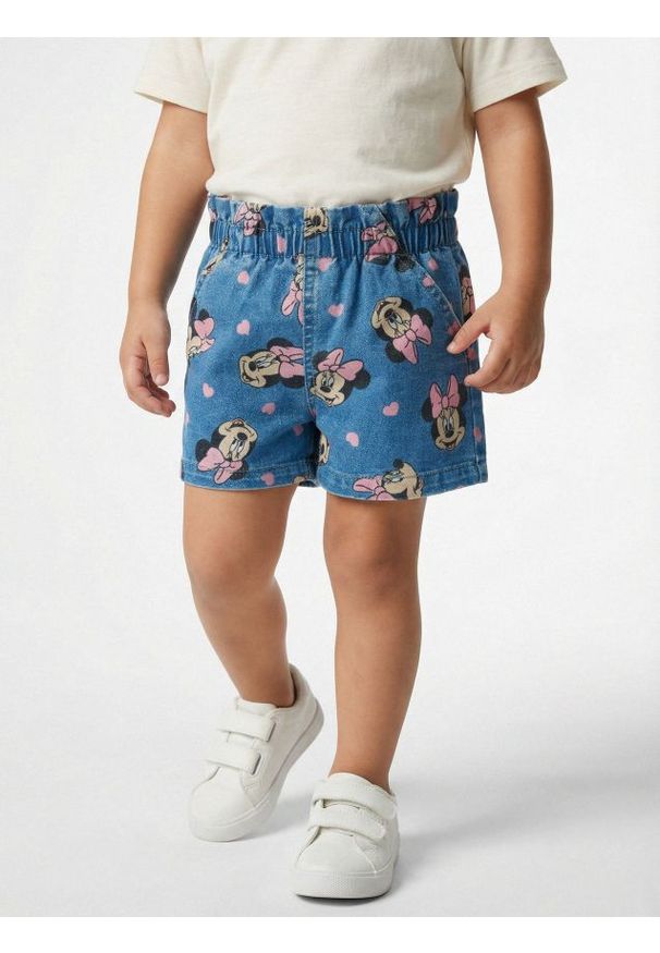 Sinsay - Szorty ze wzorkiem Minnie Mouse - niebieski. Kolor: niebieski. Wzór: motyw z bajki