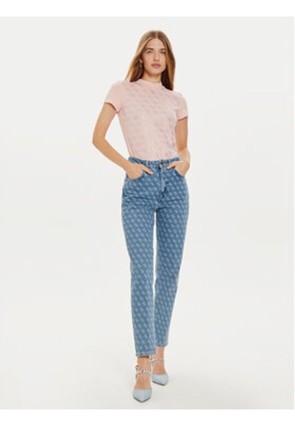 Guess T-Shirt W4BI26 J1314 Różowy Slim Fit. Kolor: różowy. Materiał: bawełna