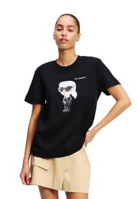 Karl Lagerfeld - KARL LAGERFELD Czarny t-shirt damski Ikon Aquarelle K. Kolor: czarny #3