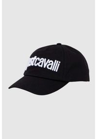 Just Cavalli - JUST CAVALLI Czapka z daszkiem 3d Up z białym logo. Kolor: czarny. Wzór: haft