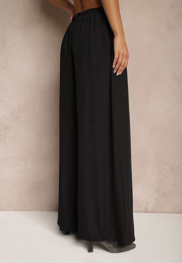 Renee - Czarne Eleganckie Spodnie Palazzo z Szerokimi Nogawkami Adivisa. Stan: podwyższony. Kolor: czarny. Styl: elegancki