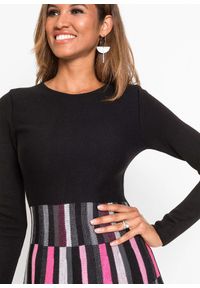 bonprix - Rozkloszowana sukienka dzianinowa żakardowa. Kolor: szary. Materiał: dzianina, żakard #2