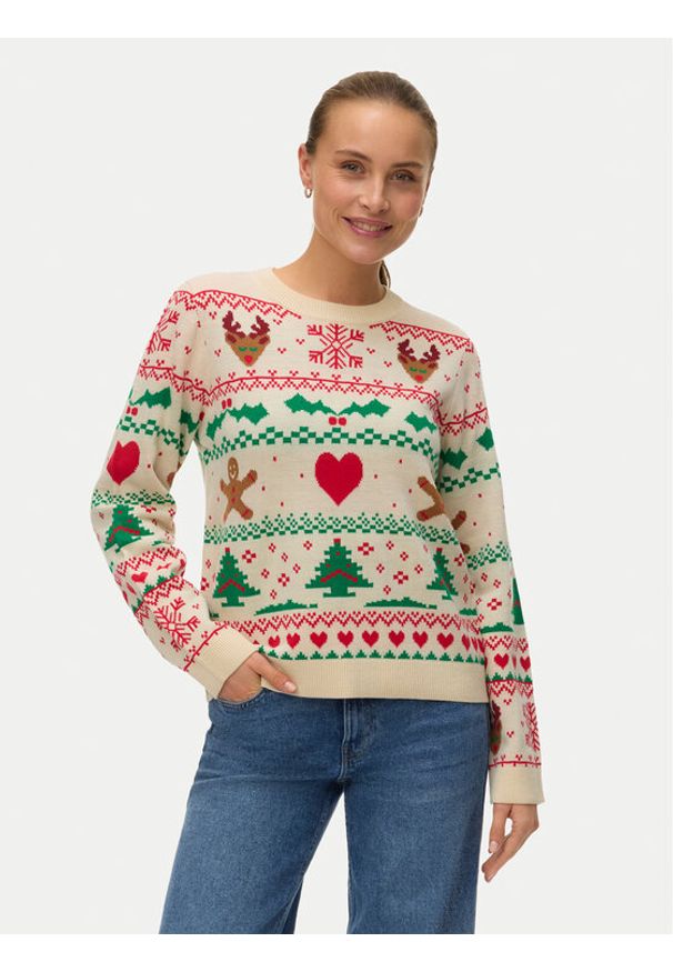 Vero Moda Sweter New Christmas 10334011 Kolorowy Regular Fit. Materiał: syntetyk. Wzór: kolorowy