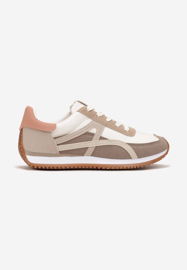 Born2be - Ciemnobeżowe Sneakersy przed Kostkę z Przeszyciami Cidju. Okazja: na co dzień. Wysokość cholewki: przed kostkę. Kolor: beżowy