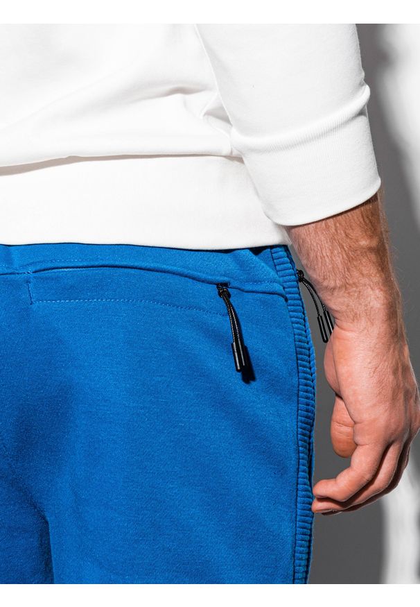 Ombre Clothing - Spodnie męskie dresowe joggery P920 - niebieskie - XXL. Kolor: niebieski. Materiał: dresówka
