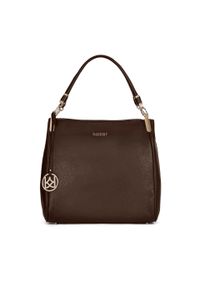 Kazar - Skórzana ciemnobrązowa torebka z miękkiej skóry. Kolor: brązowy. Wzór: aplikacja. Materiał: skórzane. Styl: klasyczny #1
