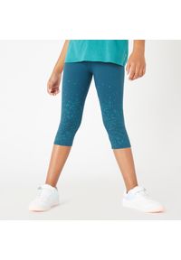 DOMYOS - Legginsy dziecięce Domyos 320 rybaczki. Okazja: na uczelnię. Kolor: niebieski, wielokolorowy, zielony. Materiał: bawełna, materiał, elastan. Styl: sportowy #1