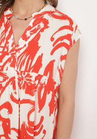 Born2be - Pomarańczowa Bawełniana Sukienka z Abstrakcyjnym Wzorem Lioraia. Okazja: na co dzień. Typ kołnierza: dekolt w kształcie V. Kolor: pomarańczowy. Materiał: bawełna. Długość rękawa: krótki rękaw. Typ sukienki: proste. Styl: casual, elegancki #6