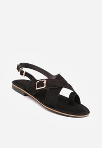 Renee - Czarne Sandały Japonki VICES z Ozdobnym Paskiem i Klamrą Vendan. Okazja: na co dzień. Zapięcie: klamry. Kolor: czarny. Materiał: jeans. Sezon: lato. Styl: casual, elegancki #7