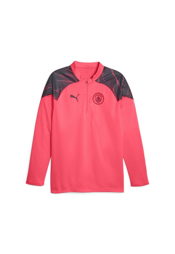 Puma - Bluza piłkarska Manchester City z zamkiem 1/4 PUMA. Kolor: wielokolorowy, czarny, różowy. Sport: piłka nożna