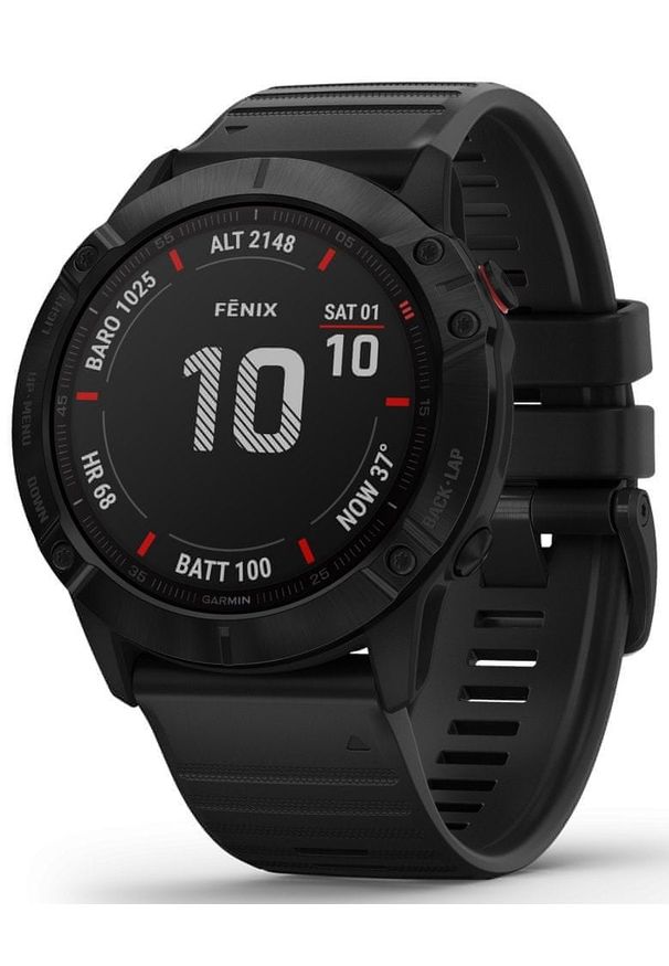 GARMIN - Garmin smartwatch fénix 6X PRO, Black, Black band. Rodzaj zegarka: smartwatch. Kolor: czarny. Styl: militarny, sportowy