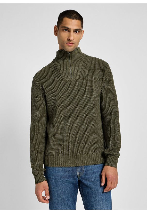 Lee - LEE MĘSKI SWETER HALF ZIP KNIT MERCANTILE GREEN 112355675 L83Y008526