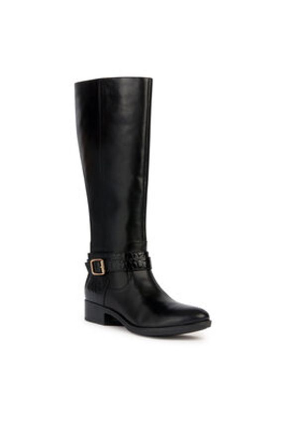 Geox Oficerki D Felicity D36G1A 04340 C9999 Czarny. Kolor: czarny. Materiał: skóra