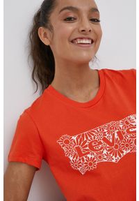 Levi's® - Levi's t-shirt bawełniany kolor pomarańczowy. Okazja: na spotkanie biznesowe, na co dzień. Kolor: pomarańczowy. Materiał: bawełna. Wzór: nadruk. Styl: biznesowy, casual #2