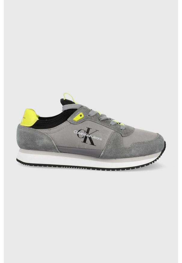 Calvin Klein Jeans buty kolor szary. Zapięcie: sznurówki. Kolor: szary. Materiał: guma