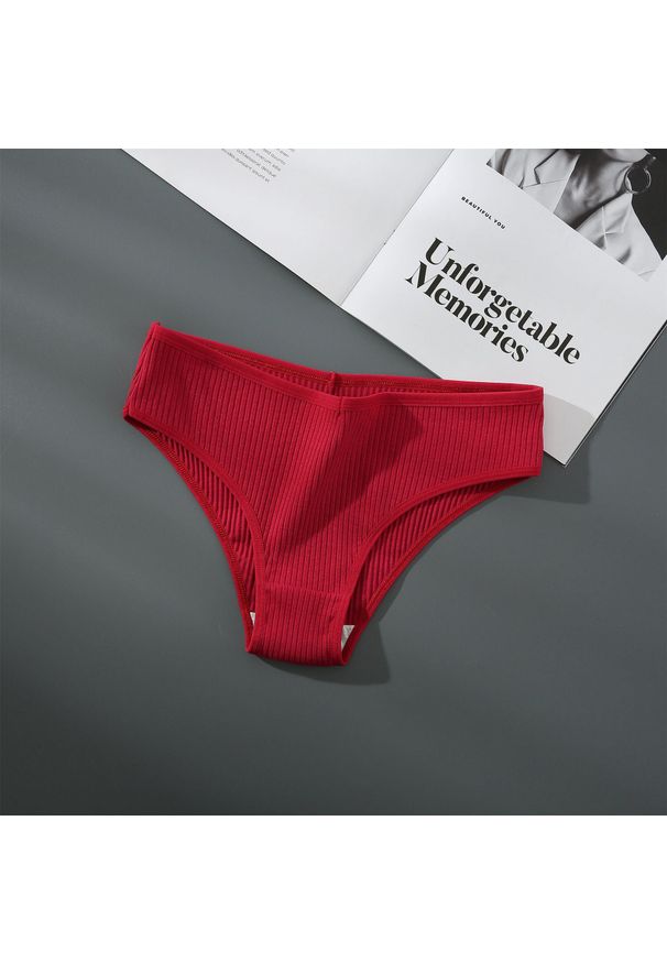 Intica - Figi z prążkowanego materiału średni stan Betti. Kolor: czerwony. Materiał: materiał, prążkowany