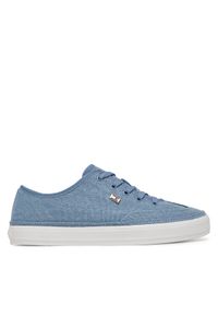 TOMMY HILFIGER - Tommy Hilfiger Sneakersy Washed Canvas Vulc Sneaker FW0FW08894 Niebieski. Kolor: niebieski. Materiał: materiał