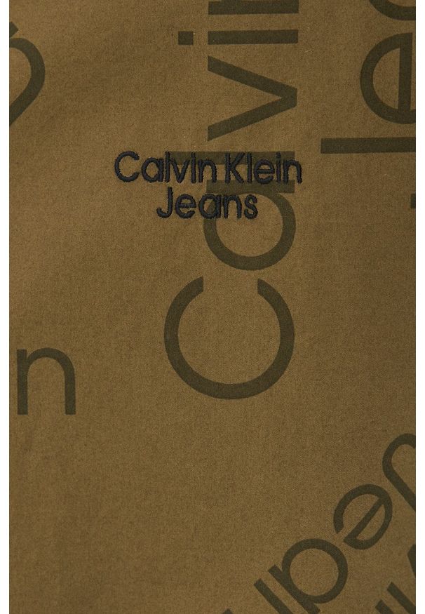 Calvin Klein Jeans koszula bawełniana męska kolor zielony relaxed z kołnierzykiem klasycznym. Typ kołnierza: kołnierzyk klasyczny. Kolor: zielony. Materiał: bawełna. Długość rękawa: krótki rękaw. Długość: krótkie. Styl: klasyczny