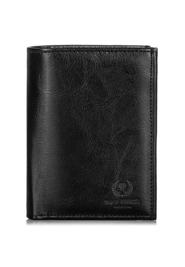 Skórzany portfel męski PAOLO PERUZZI GA172 czarny. Kolor: czarny. Materiał: skóra