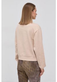 Guess Bluza bawełniana damska kolor beżowy z aplikacją. Kolor: beżowy. Materiał: bawełna. Wzór: aplikacja #5