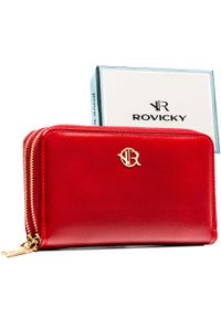 ROVICKY - Czerwony portfel-piórnik damski ze skóry ekologicznej zamykany suwakiem - Rovicky. Kolor: czerwony. Materiał: skóra ekologiczna #1