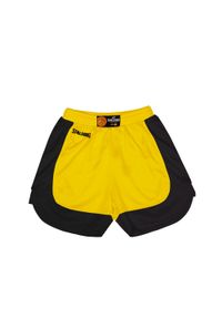 SPALDING - Szorty dla dzieci Spalding Hustle. Kolor: czarny, żółty, wielokolorowy. Styl: sportowy. Sport: koszykówka