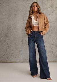 Renee - Niebieskie Jeansy Wide Leg Regular Waist z Bawełną i Domieszką Wiskozy Petocea. Kolor: niebieski #1