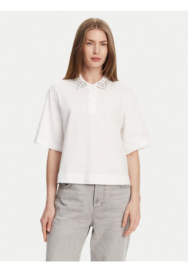 Marella Polo Gonzaga 2513951014 Biały Relaxed Fit. Typ kołnierza: polo. Kolor: biały. Materiał: bawełna