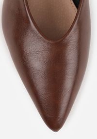 Born2be - Brązowe Czółenka Vices na Niskim Słupku ze Skórzaną Wkładką Rilenela. Okazja: na co dzień. Kolor: brązowy. Materiał: skóra. Obcas: na słupku. Styl: casual, klasyczny #2