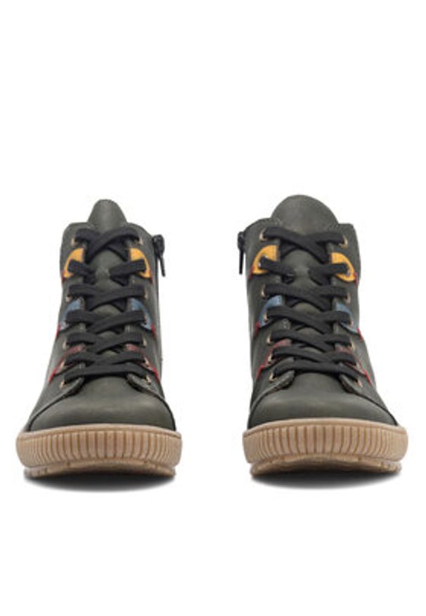 Rieker Trzewiki N0711-54 Zielony. Kolor: zielony. Materiał: skóra