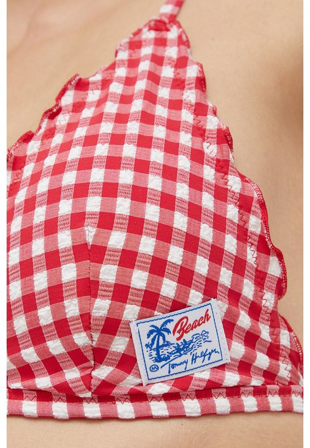 TOMMY HILFIGER - Tommy Hilfiger biustonosz kąpielowy kolor czerwony lekko usztywniona miseczka. Kolor: czerwony. Materiał: poliamid, materiał