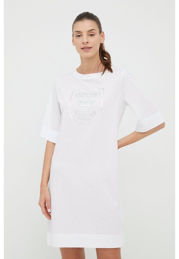 Emporio Armani Underwear koszula nocna bawełniana 164456.2R255 kolor biały bawełniana. Kolor: biały. Materiał: bawełna. Długość: krótkie. Wzór: nadruk