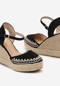 Born2be - Czarne Sandały Espadryle na Plecionym Koturnie Misslora. Kolor: czarny. Sezon: lato. Obcas: na koturnie. Styl: elegancki