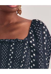 LOVE SHACK FANCY - Wzorzysta bluzka Russel. Kolor: czarny. Materiał: jedwab, bawełna, tkanina. Długość rękawa: długi rękaw. Długość: długie