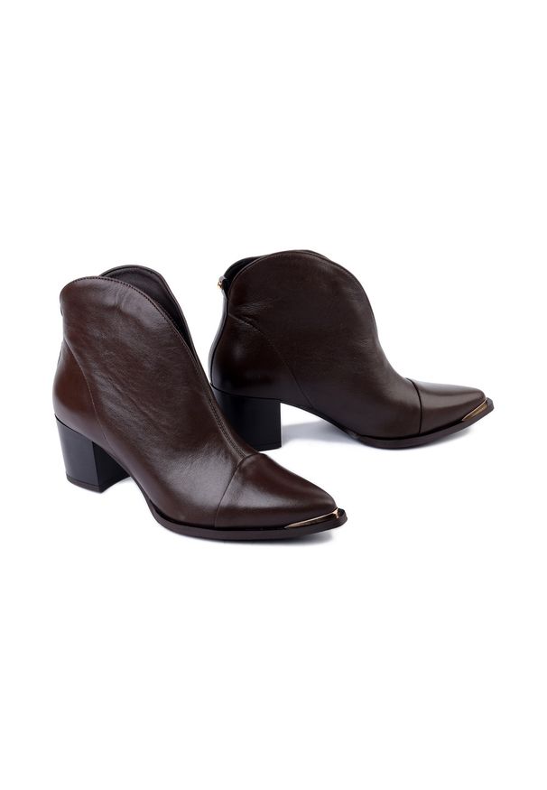 Boccato - BOCCATO 8031 F75 brązowy, botki damskie. Kolor: brązowy. Materiał: skóra. Obcas: na obcasie. Wysokość obcasa: średni