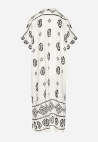 Born2be - Czarno-Kremowa Wiskozowa Sukienka Boho o Pudełkowym Kroju z Rozcięciami Nelbia. Okazja: na co dzień. Typ kołnierza: dekolt w serek. Kolor: czarny. Materiał: wiskoza. Styl: boho #5