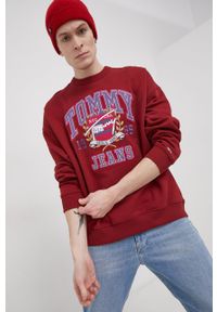Tommy Jeans Bluza bawełniana DM0DM12351.PPYY męska kolor bordowy z aplikacją. Kolor: czerwony. Materiał: bawełna. Wzór: aplikacja #4