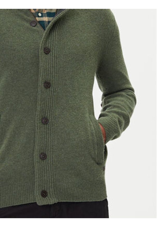 Barbour Kardigan Essential MKN0731OL51 Zielony Regular Fit. Kolor: zielony. Materiał: wełna