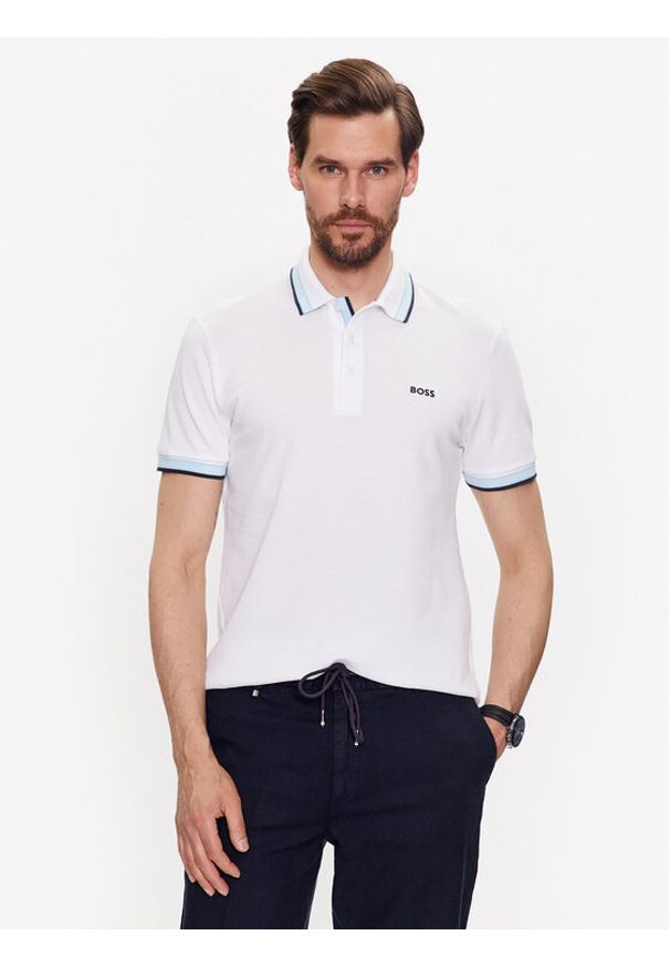 BOSS - Boss Polo Paddy 50468983 Biały Regular Fit. Typ kołnierza: polo. Kolor: biały. Materiał: bawełna