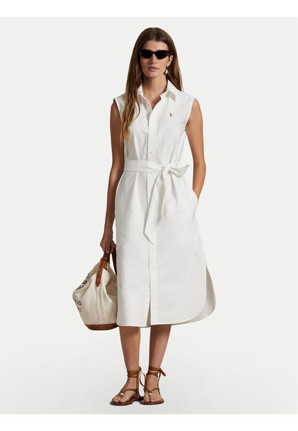Polo Ralph Lauren Sukienka koszulowa 211965853001 Biały Regular Fit. Typ kołnierza: polo. Kolor: biały. Materiał: bawełna. Typ sukienki: koszulowe