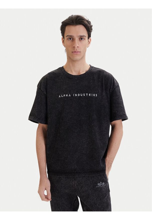 Alpha Industries T-Shirt Acid Logo 258519 Czarny Regular Fit. Kolor: czarny. Materiał: bawełna