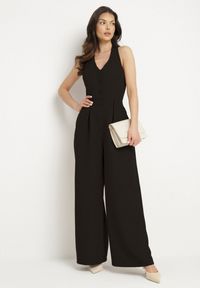 Born2be - Czarny Kombinezon Taliowany Ozdobiony Guzikami Niladwenna. Kolor: czarny. Wzór: aplikacja. Styl: elegancki #3