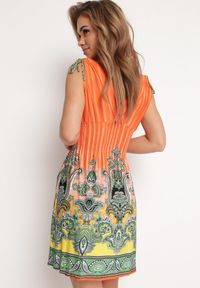 Born2be - Pomarańczowa Sukienka na Grubych Ramiączkach z Kopertową Górą o Rozkloszowanym Kroju Rissaline. Kolor: pomarańczowy. Długość rękawa: na ramiączkach. Wzór: aplikacja. Typ sukienki: kopertowe. Styl: elegancki, klasyczny #7