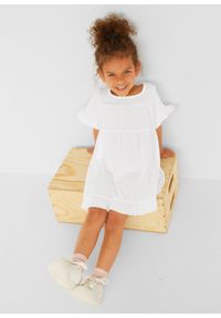 Sukienka dziewczęca z dżerseju z bawełny organicznej bonprix biały. Kolor: biały. Materiał: jersey, bawełna #5