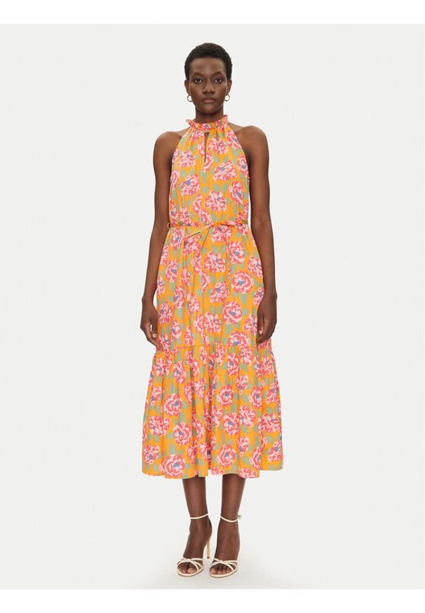 French Connection Sukienka letnia 71YQV Pomarańczowy Regular Fit. Kolor: pomarańczowy. Materiał: bawełna. Sezon: lato