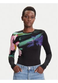 Desigual Bluzka Lena 25WWTK32 Czarny Regular Fit. Kolor: czarny. Materiał: wiskoza