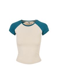 Damska koszulka retro baseballowa Urban Classics Organic Stretch. Kolor: niebieski, biały, wielokolorowy. Długość: krótkie #1