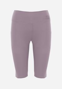 Renee - Jasnofioletowe Szorty Bikery High Waist z Wyszczuplającym Pasem Briarrose. Okazja: na co dzień. Stan: podwyższony. Kolor: fioletowy. Materiał: len. Styl: casual, sportowy #4