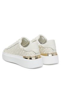 TOMMY HILFIGER - Tommy Hilfiger Sneakersy Monogram Platform Snk FW0FW09155 Écru. Materiał: skóra. Obcas: na platformie #6